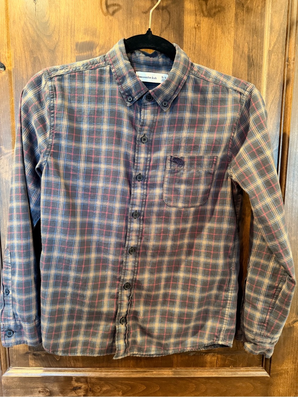 Abercrombie Kids Gray Plaid LS Button-Down Shirt Boys Size 9/10